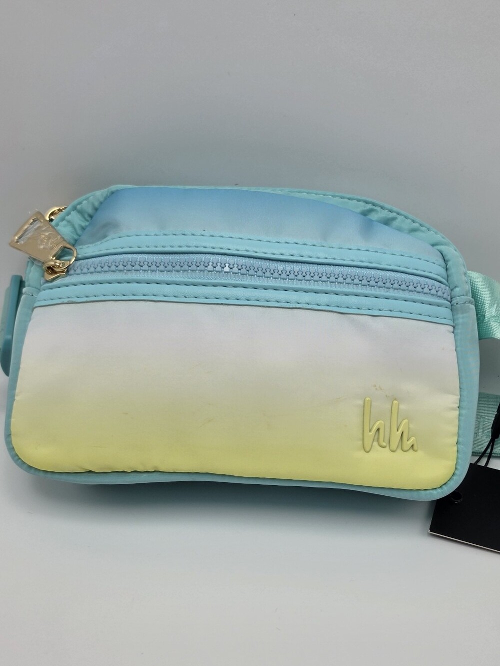Nicole Miller Women's Nylon Crossbody Fanny Pack Belt Bag Aqua/Yellow Gradient - Picture 9 of 11